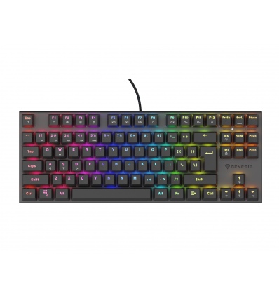 Genesis herní mechanická klávesnice THOR 303/TKL/RGB/Outemu Peach Silent/Drátová USB/US layout/Černá