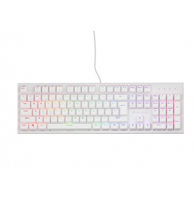 Genesis herní mechanická klávesnice THOR 303/RGB/Outemu Peach Silent/Drátová USB/US layout/Bílá