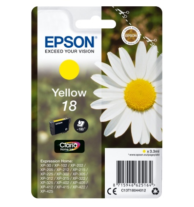 Epson Singlepack Yellow 18 Claria Home Ink