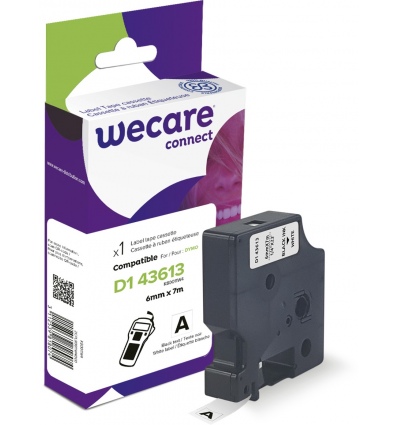 WECARE ARMOR páska kompatibilní s DYMO S0720780,Black/White,6mm*7m