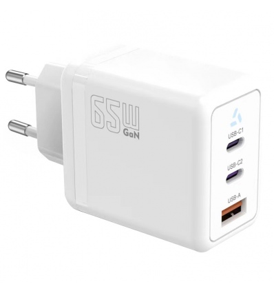 TB Touch 65W GaN Power Adapter,2x USB C + USB A