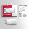 AXAGON ACU-PQ20W, nabíječka do sítě 20W, 2x port (USB-A + USB-C), PD3.0/PPS/QC4+/AFC/Apple, bílá