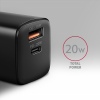 AXAGON ACU-PQ20, nabíječka do sítě 20W, 2x port (USB-A + USB-C), PD3.0/PPS/QC4+/AFC/Apple, černá