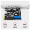 AXAGON PCEU-232RS, PCIe řadič, 2+2x USB 5Gbps port, SATA napájení, Renesas PD720201, SP & LP