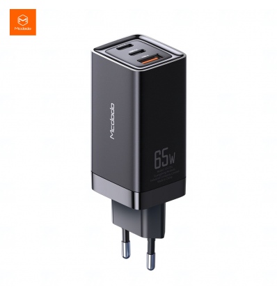 Mcdodo GaN nabíječka do sítě, 220V, 65W, 2x USB-C, 1x USB-A, černá