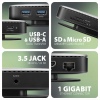 AXAGON HMC-UFO, USB 10Gbps hub, 2x USB-A, USB-C, HDMI 4k/60, RJ-45, M.2 slot, SD/mSD, audio, PD