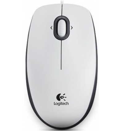 Logitech B100/Kancelářská/Optická/800 DPI/Drátová USB/Bílá