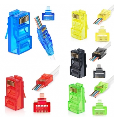 W-Star Konektor UTP RJ45EZ Cat5e 100ks pozlacený, mix, pass through ethernet RJ45EZ5SM