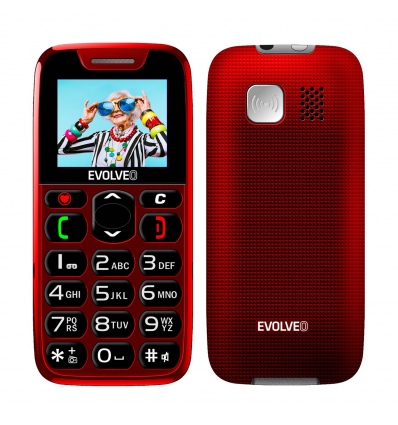 EVOLVEO EasyPhone, mobilní telefon pro seniory s nabíjecím stojánkem, červená