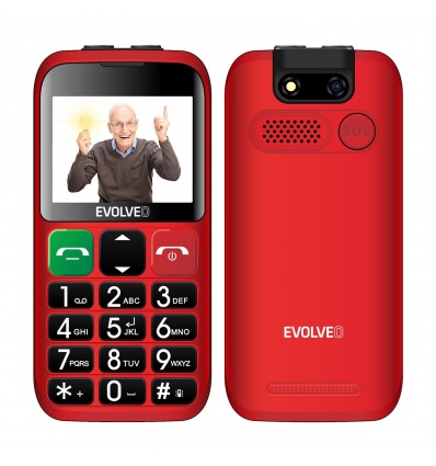 EVOLVEO EasyPhone ET, mobilní telefon pro seniory s nabíjecím stojánkem, červená