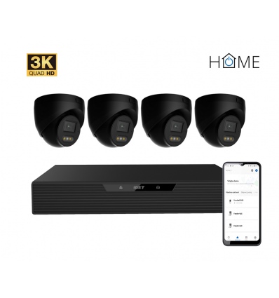 iGET HOME N85P4 - kamerový NVR PoE set 3K rozlišení, 8CH NVR + 4x kamera se zvukem, IR a LED