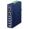 Planet IFGS-620TF průmyslový L2 switch, 4x10/100TX, 2x1Gb SFP, -40~75°C, 9-48VDC, IP30, fanless, ring data recovery