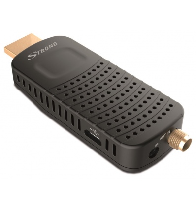 STRONG DVB-T/T2 tuner HDMI stick SRT 82/ Full HD/ H.265/HEVC/ externí anténa/ EPG/ PVR/ HDMI/ USB/ micro USB/ IR/ černý