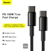 Baseus rychlonabíjecí datový kabel Tungsten Gold 100W 1m USB-C na USB-C černý