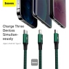 Baseus datový kabel Rapid 3v1 USB-C/microUSB, Lightning, USB-C 1,5m PD 20W zelený