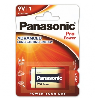 Baterie Panasonic PRO POWER 9V, 6LR61, A1604, 6LF22, 6F22, 6UM6, MN1604, LR22, blistr 1 ks