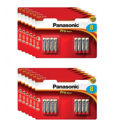 12x Baterie Panasonic PRO POWER AAA, LR03, mikrotužková, 1,5V, blistr 8 ks (1 karton)