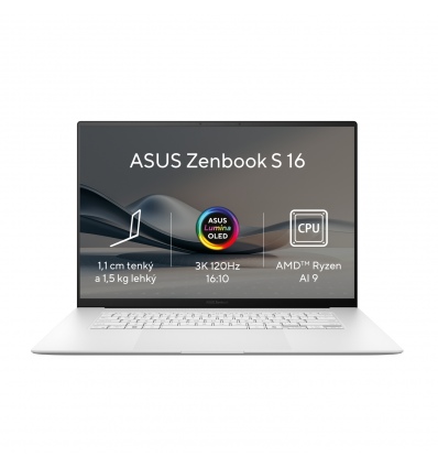 ASUS Zenbook S 16 OLED/UM5606WA/AI9-HX370/16"/2880x1800/T/32GB/2TB SSD/AMD int/W11P/White/2R