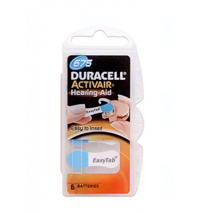 Baterie Duracell DA675, ZA675, 675A, PR675, PR44, V675, VR675, R675, 1,4V, blistr 6 ks