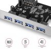 AXAGON PCEU-430VL, PCIe řadič, 4x USB 3.2 Gen 1 port, 5 Gbps, SATA napájení, SP