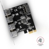 AXAGON PCEU-430VL, PCIe řadič, 4x USB 3.2 Gen 1 port, 5 Gbps, SATA napájení, SP