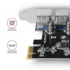 AXAGON PCEU-430VL, PCIe řadič, 4x USB 3.2 Gen 1 port, 5 Gbps, SATA napájení, SP