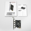 AXAGON PCEU-430VL, PCIe řadič, 4x USB 3.2 Gen 1 port, 5 Gbps, SATA napájení, SP