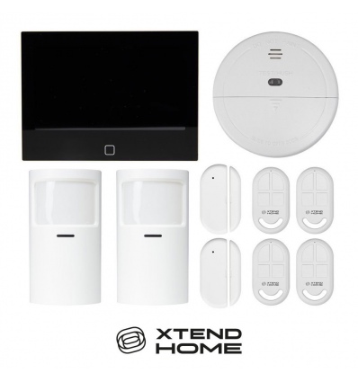 Xtend Home alarmový set, jednotka 7", 2x pohyb čidlo, 2x dveřní čidlo, 4x dálkové ovládání, 1x kouř čidlo, Tuya