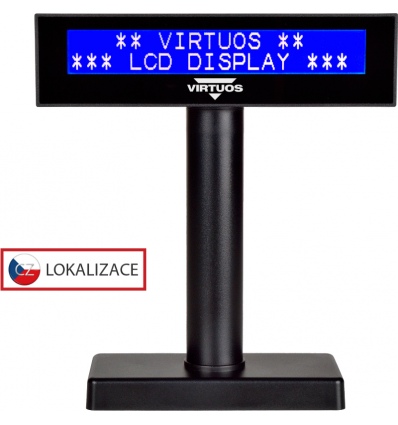 LCD zákaznický displej Virtuos FL-2026MB 2x20, USB, černý