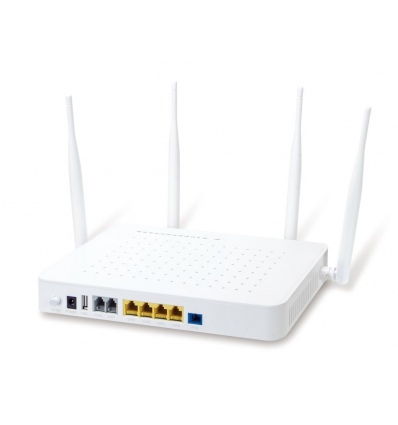 Planet GPON/GEPON ONU, 2.5G GPON (SC/UPC), 4x 1Gb RJ-45, Wi-Fi 802.11ac 1.2Gb, 2x FXS (RJ-11), USB