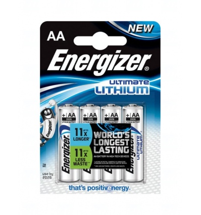 Baterie Energizer Ultimate Lithium AA, LR6, tužková, 1,5V, blistr 4 ks