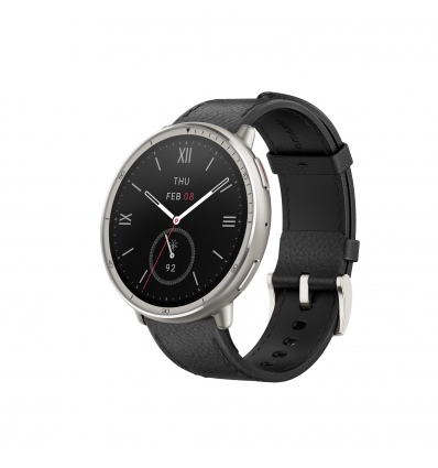 Amazfit Active 2 Round NFC/Silver/Elegant Band/Black Leather