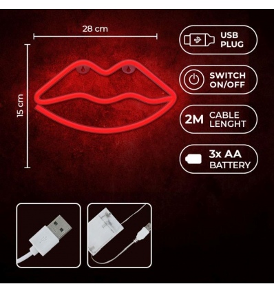 Dekorativní LED neon Rty červené