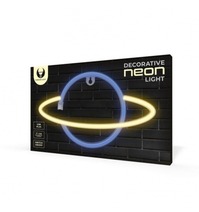 Dekorativní LED neon Saturn modro žlutý