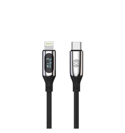 Datový kabel s LCD Forever USB-C/Lightning 1m 27W černý