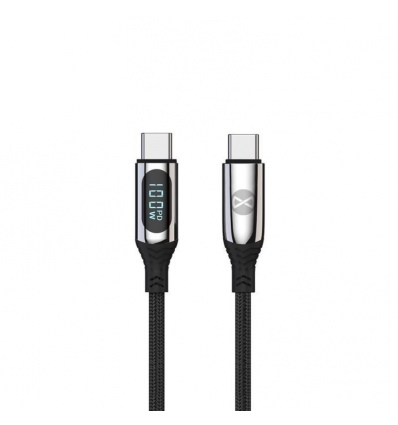 Datový kabel s LCD Forever USB-C/USB-C 1m 100W černý