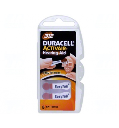 Baterie Duracell DA312, ZA312, 312A, PR312, PR41, VR312, R312, 1,45V, blistr 6 ks