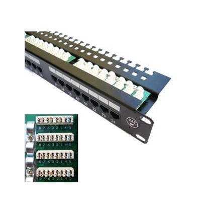 DATACOM Patch panel 24x RJ-45,Cat5e UTP, 19" s vyvázáním, horní zářez